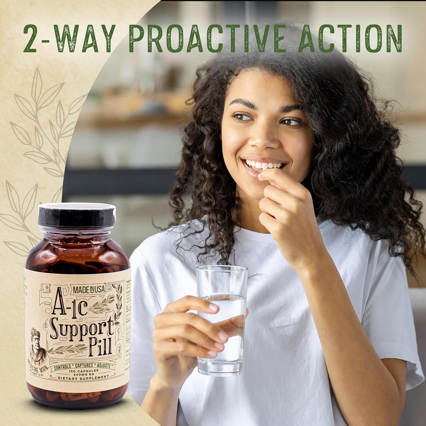 Natural and Organic A-1C Support Capsules with Bitter Melon, Holy Basil, and Aloe Vera Extract - Non-GMO Herbal Formula by Medicine Man Plant Co (120 ct)