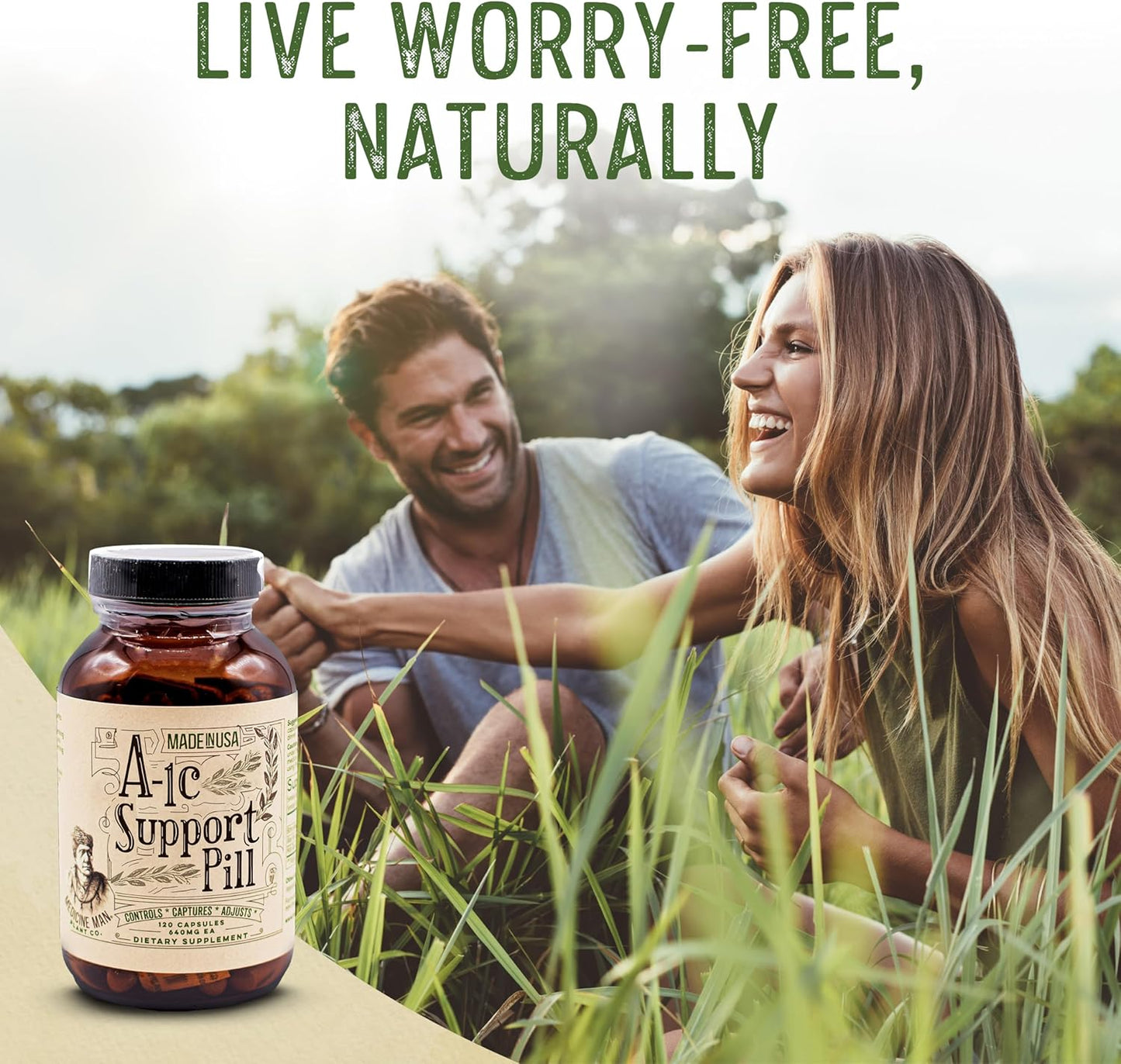 Natural and Organic A-1C Support Capsules with Bitter Melon, Holy Basil, and Aloe Vera Extract - Non-GMO Herbal Formula by Medicine Man Plant Co (120 ct)