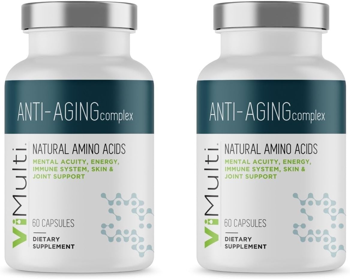 Natural Anti-Aging Amino Acid Supplement for Longevity - Immune Support, Energy Boost, Mental Clarity, Skin Health & Sleep Aid - 60 ct (2 Pack)