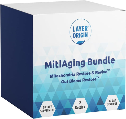 Natural Anti-Aging Bundle: Gut Biome Restore & Mitochondria Revive - Boost Cellular Health, 30 Day Supply