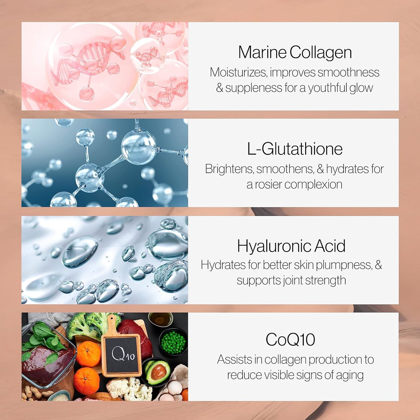 Natural Anti-Aging Collagen Beauty Drink with Glutathione, Hyaluronic, CoQ10, EGCG, Resveratrol - Apple Flavor, 10 Drinks x 2 Packs