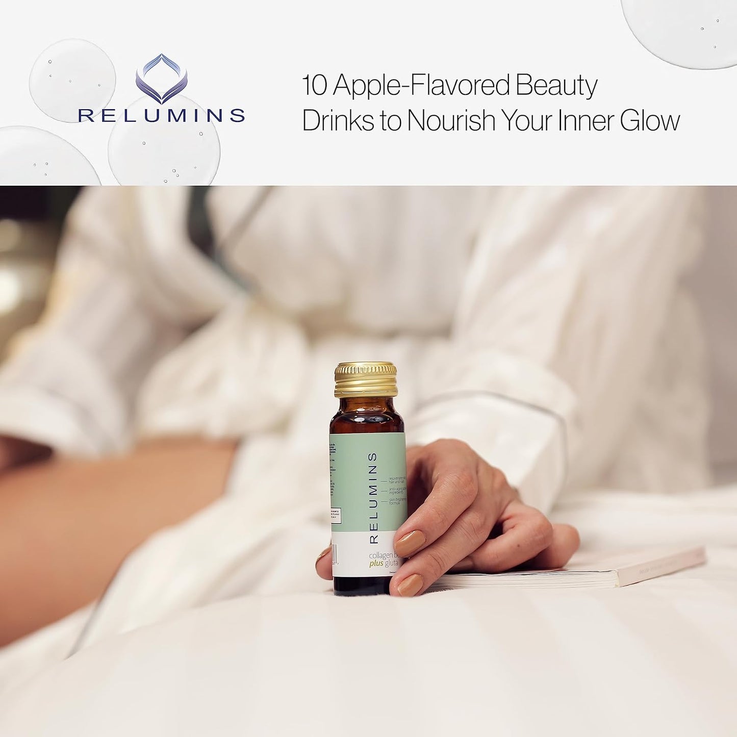 Natural Anti-Aging Collagen Beauty Drink with Glutathione, Hyaluronic, CoQ10, EGCG, Resveratrol - Apple Flavor, 10 Drinks x 2 Packs