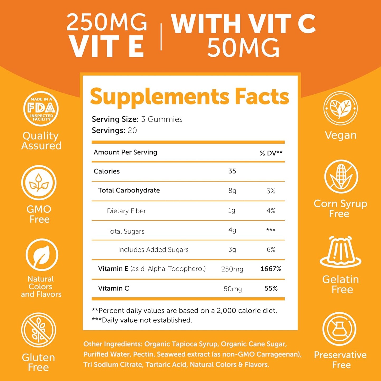 Natural Anti-Aging Collagen & Vitamin E Gummies Bundle for Men & Women - Non-GMO with Vitamin C - 250mg VIT E - Lunakai