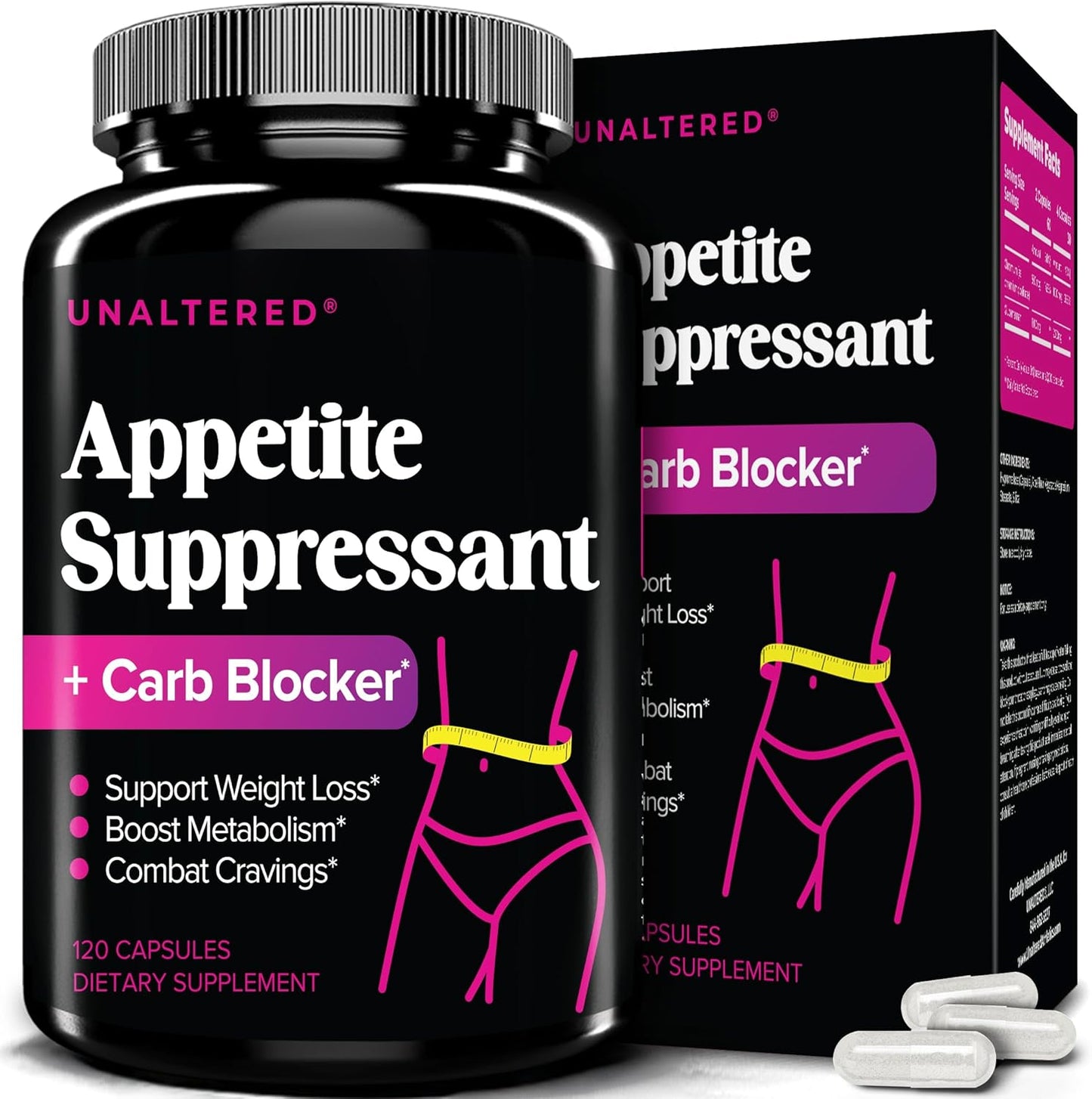 Natural Appetite Suppressant for Women - Supports Weight Loss, Curbs Cravings, & Boosts Fullness - Vegan Dietary Supplement with Chromium Picolinate & Glucomannan - 120 Capsules