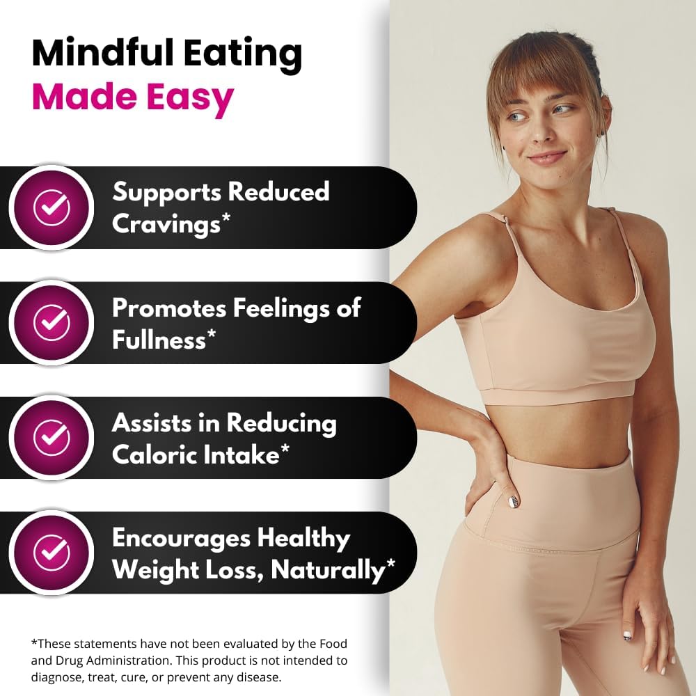 Natural Appetite Suppressant for Women - Supports Weight Loss, Curbs Cravings, & Boosts Fullness - Vegan Dietary Supplement with Chromium Picolinate & Glucomannan - 120 Capsules