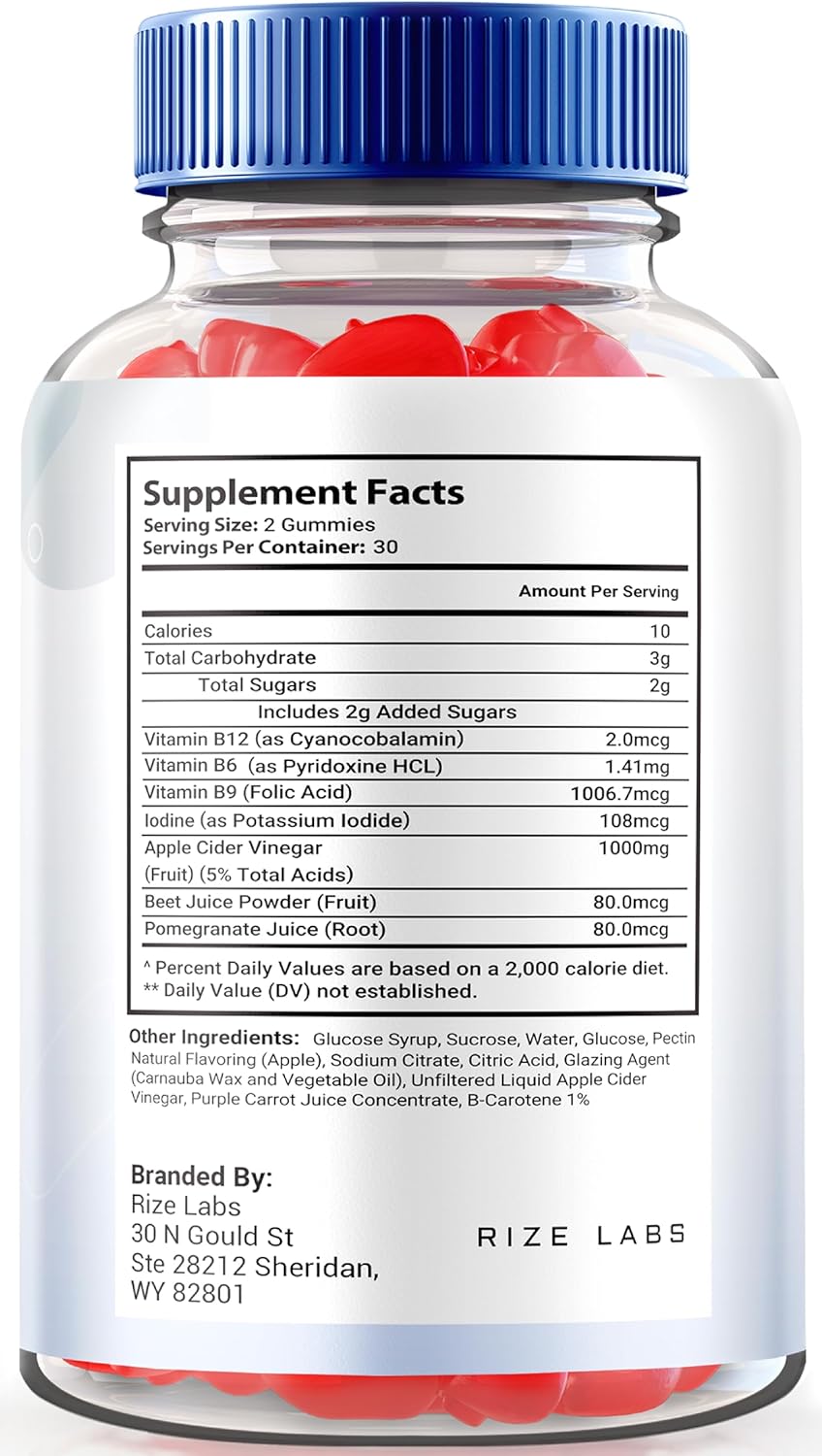 Natural Apple Cider Vinegar Keto Gummies for Advanced Slimming Formula - 2000mg Keto+ACV Supplement (60 Gummies) by Rize Labs