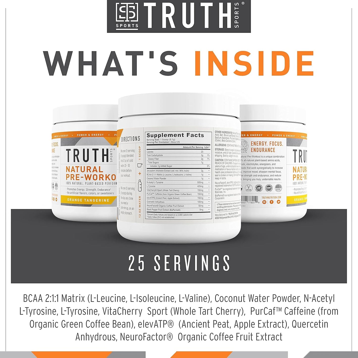 Natural Athlete Workout Bundle: Preworkout (Orange Tangerine) + Vegan BCAA (Red Raspberry) by Truth Nutrition