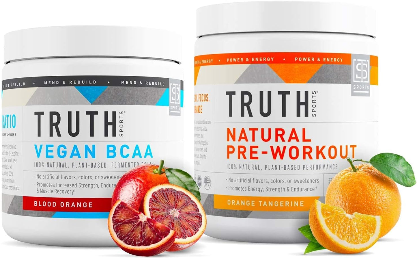 Natural Athlete Workout Stack: Orange Tangerine Preworkout + Blood Orange Vegan BCAA by Truth Nutrition