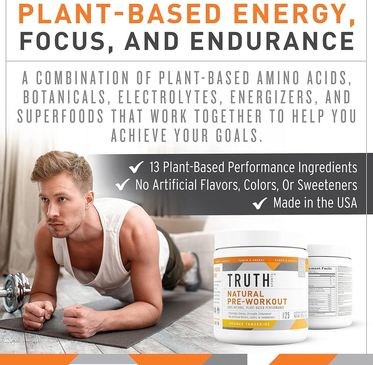 Natural Athlete Workout Stack: Orange Tangerine Preworkout + Blood Orange Vegan BCAA by Truth Nutrition