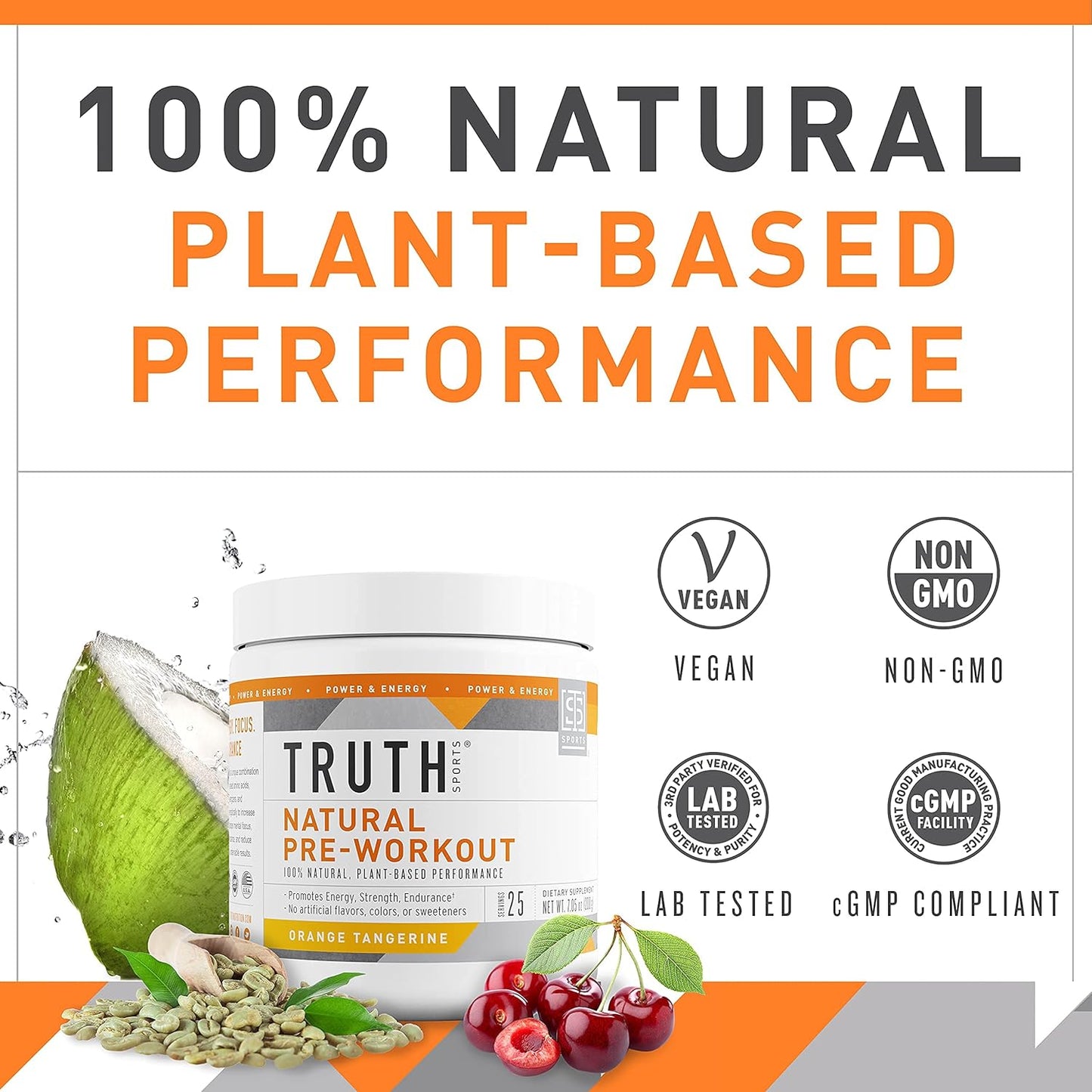 Natural Athlete Workout Stack: Orange Tangerine Preworkout + Blood Orange Vegan BCAA by Truth Nutrition