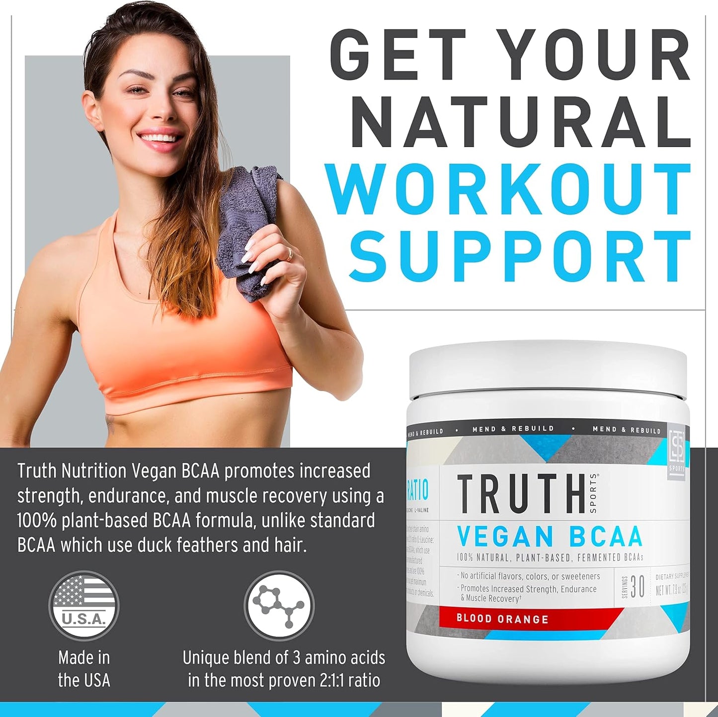 Natural Athlete Workout Stack: Orange Tangerine Preworkout + Blood Orange Vegan BCAA by Truth Nutrition