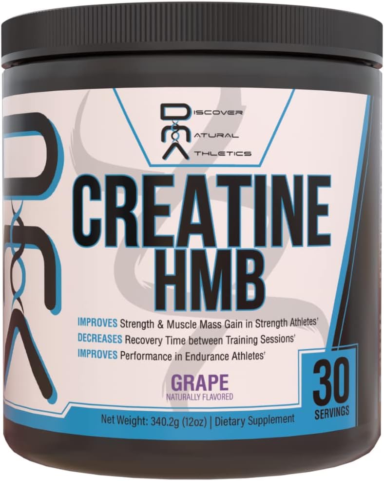Natural Athletics DNA Creatine HMB Supplement for Men and Women - Grape Flavor, Enhance Muscle Growth, Boost Strength, Speed Up Recovery