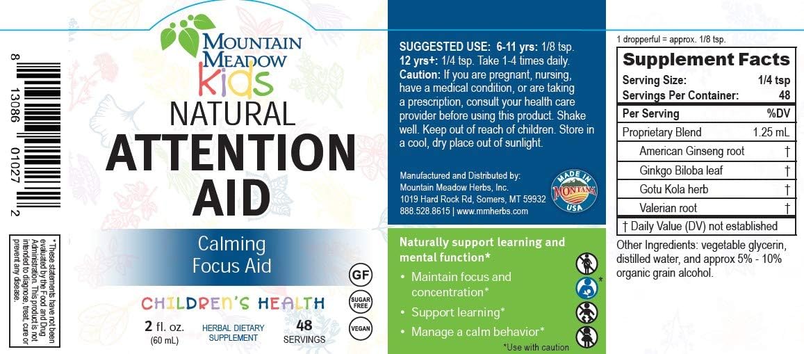 Natural Attention Support for Kids - Mountain Meadow Herbs Mountain Meadow Kids 2oz Calming Focus Aid