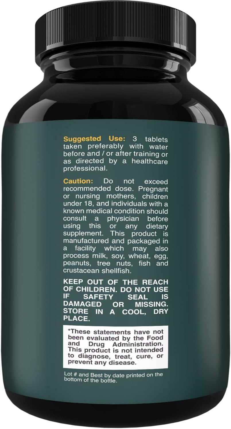 Natural BCAA Branched Chain Amino Acids Supplement for Muscle Building and Energy Boost - L-Leucine, L-Valine - 60 Tablets