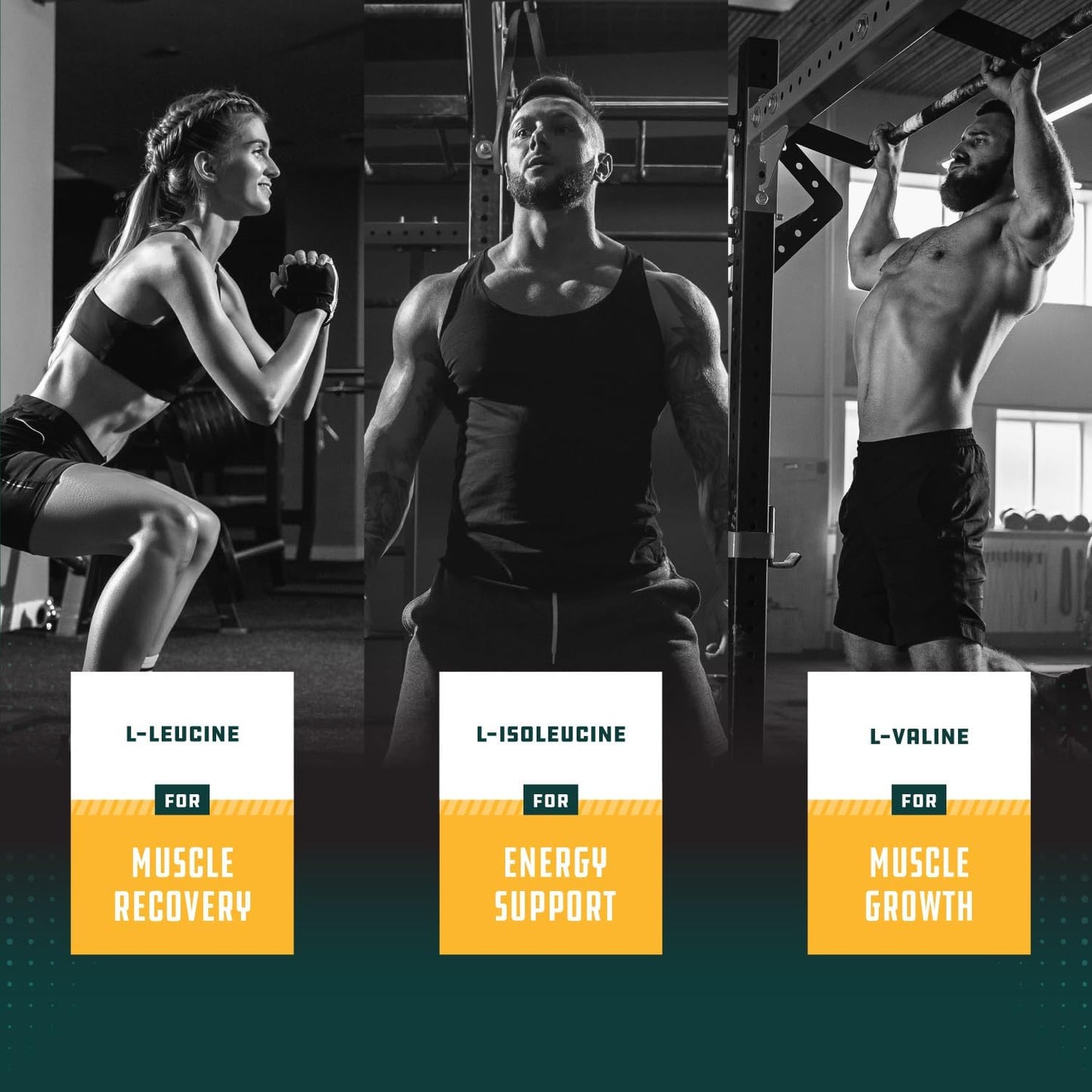 Natural BCAA Branched Chain Amino Acids Supplement for Muscle Building and Energy Boost - L-Leucine, L-Valine - 60 Tablets