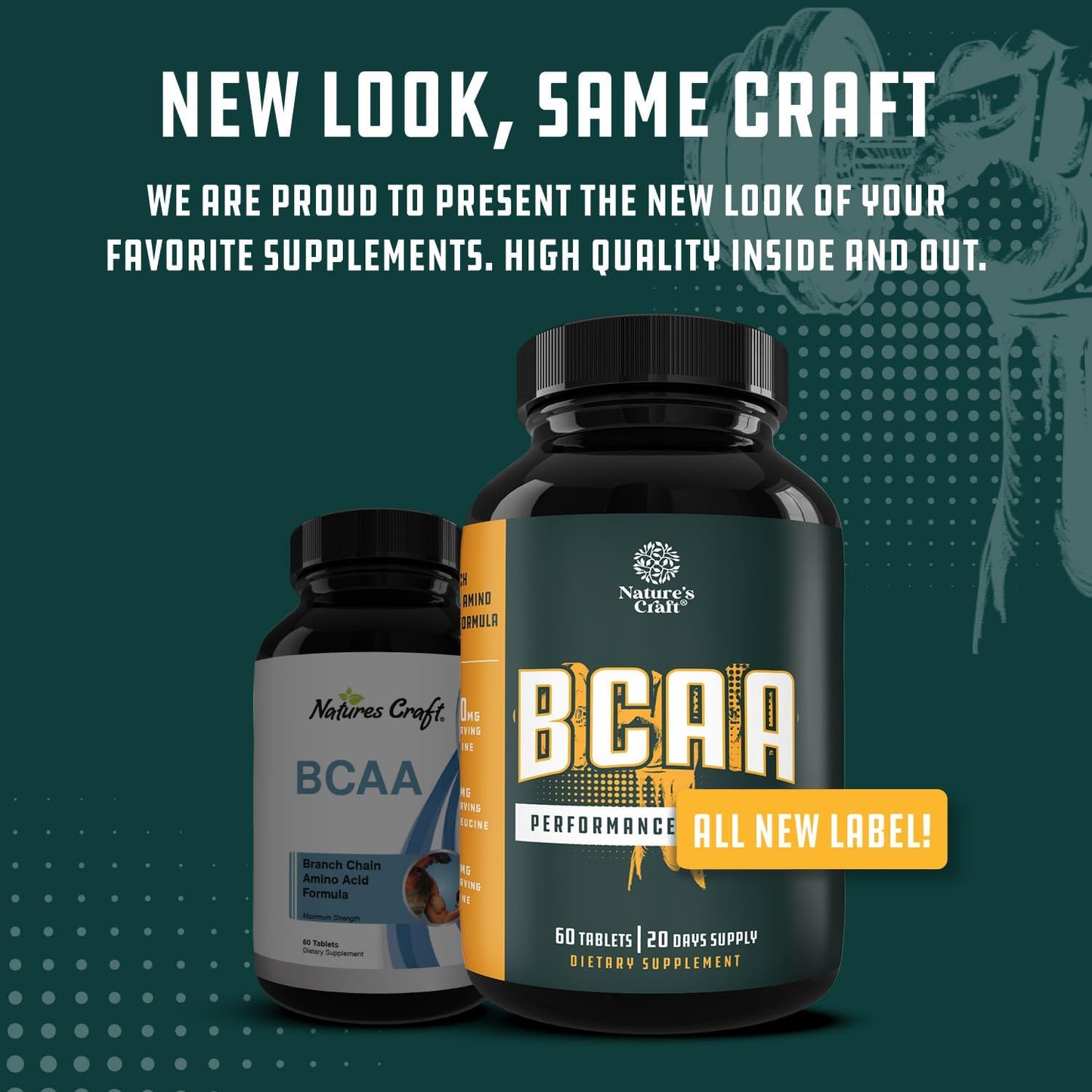 Natural BCAA Branched Chain Amino Acids Supplement for Muscle Building and Energy Boost - L-Leucine, L-Valine - 60 Tablets