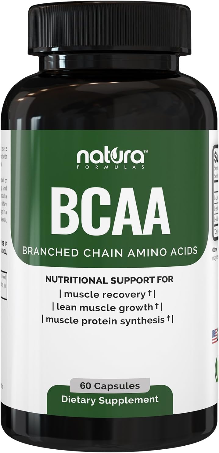 Natural BCAA Capsules for Recovery and Muscle Growth - Clean BCAAs - Essential 2:1:1 Ratio - Pre & Post Workout Supplement