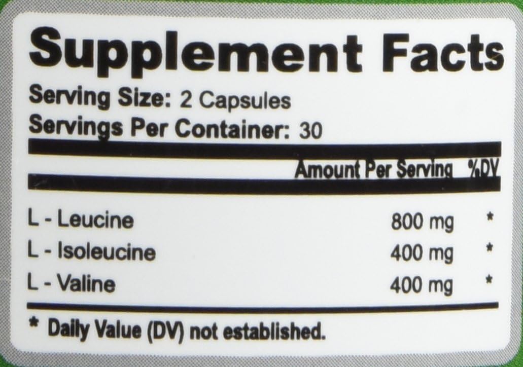 Natural BCAA Capsules for Recovery and Muscle Growth - Clean BCAAs - Essential 2:1:1 Ratio - Pre & Post Workout Supplement