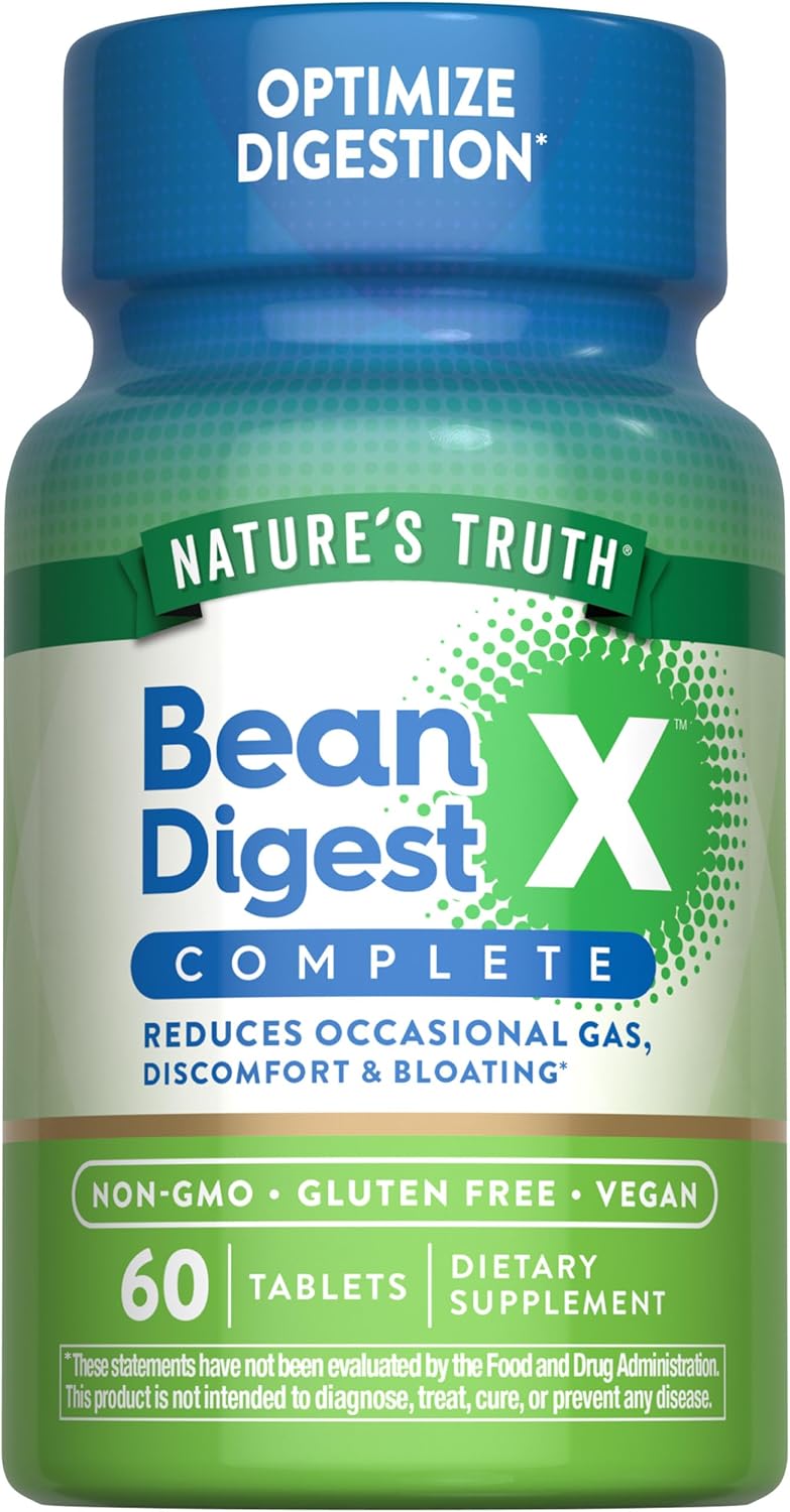 Natural Bean Digestive Enzyme Pills | 60 Tablets | Vegan, Non-GMO & Gluten-Free Supplement