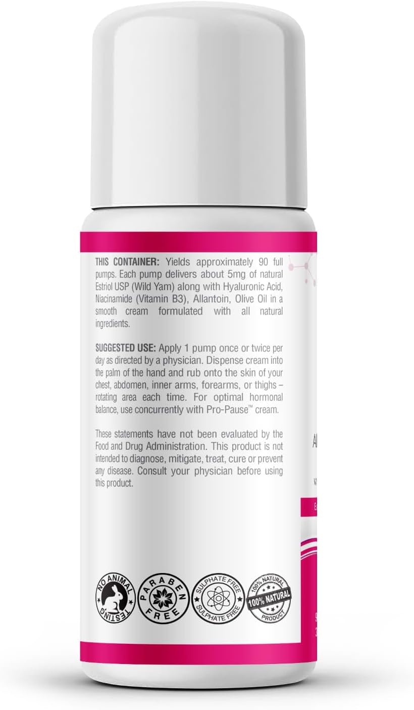 Natural Bioidentical Estriol Cream for Menopause Relief - Hormone Balance BHRT - Pharmacist Formulated - Made in USA