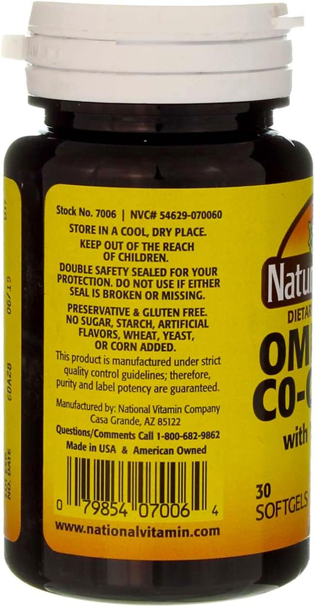Natural Blend Coenzyme Q10 & Omega-3 Softgels - 30 Count