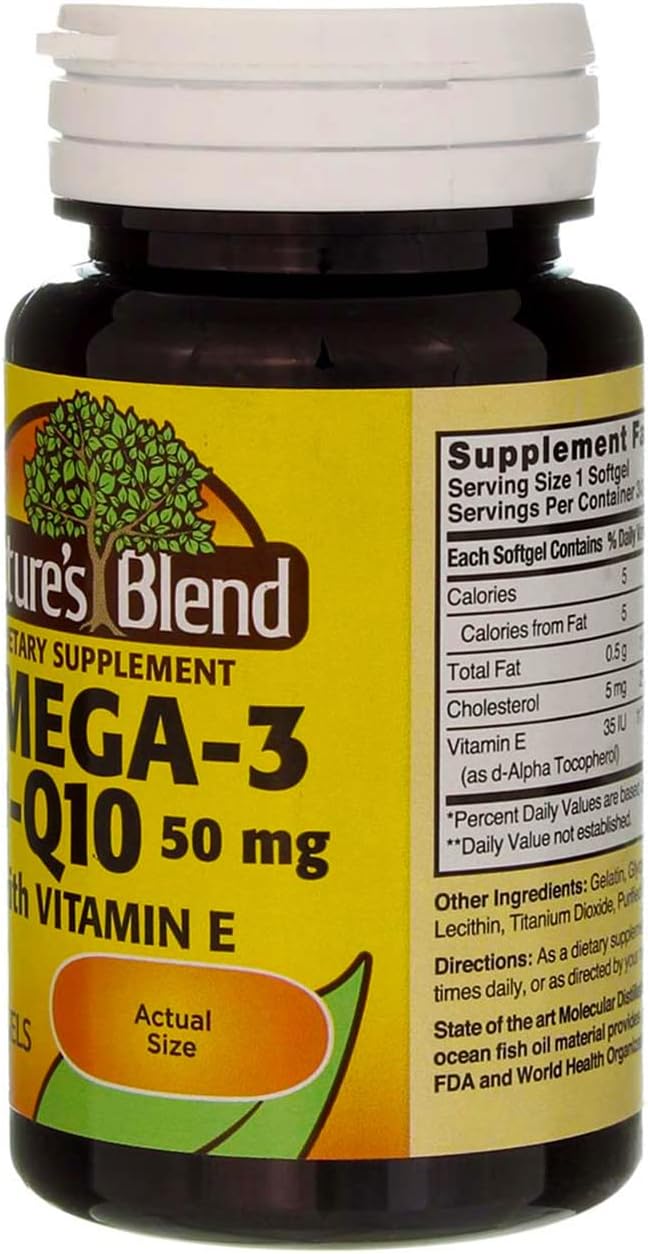 Natural Blend Coenzyme Q10 & Omega-3 Softgels - 30 Count