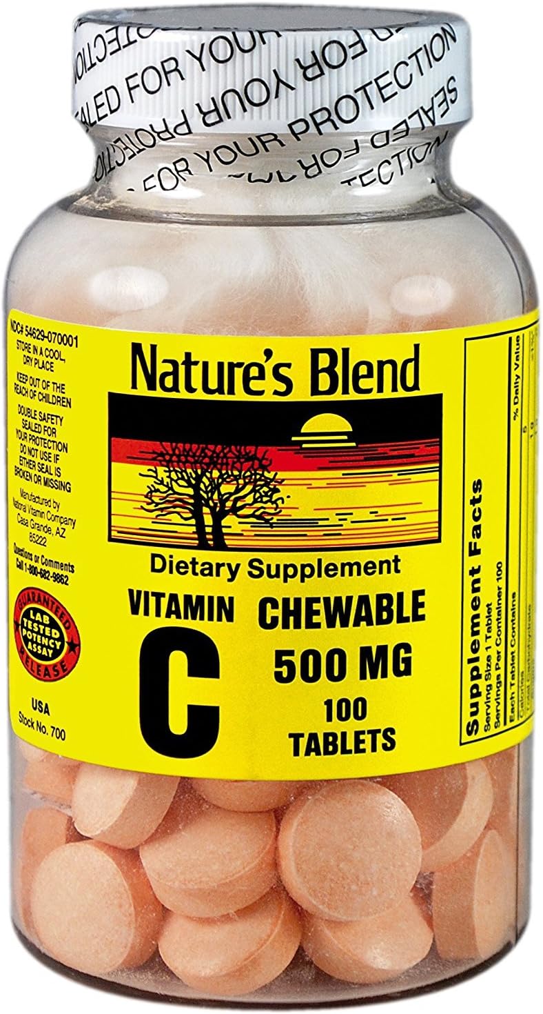 Natural Blend Vitamin B Vitamin C Chewable Tablets 500mg - 100 Count