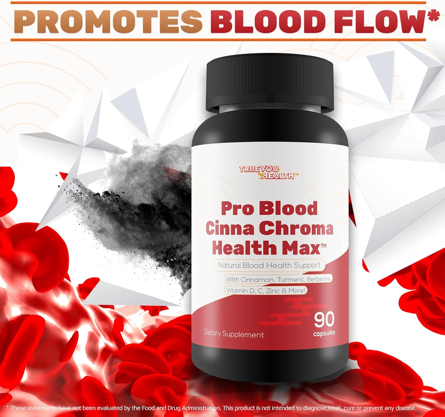 Natural Blood Health Support with Cinnamon, Turmeric, Berberine, Vitamin D, Vitamin C, Zinc - Promotes Balanced Blood Health & Improved Blood Flow