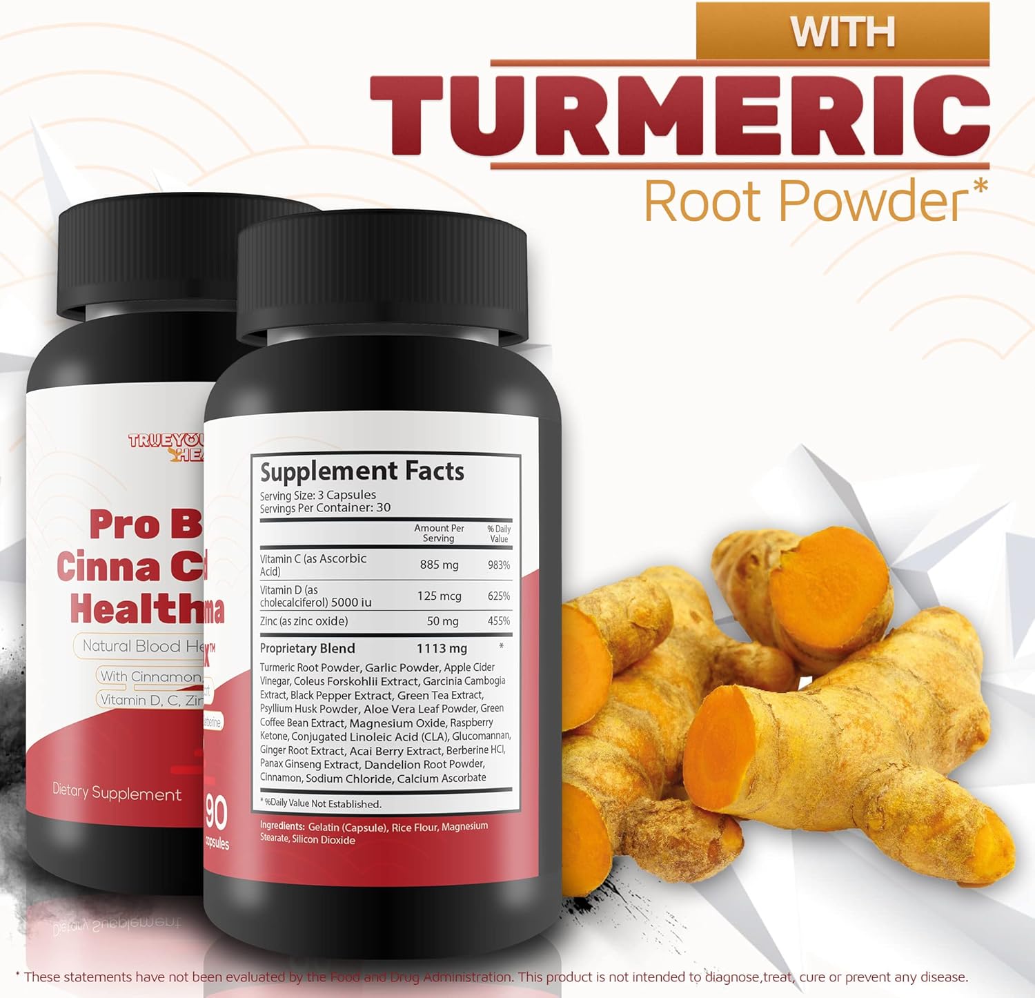 Natural Blood Health Support with Cinnamon, Turmeric, Berberine, Vitamin D, Vitamin C, Zinc - Promotes Balanced Blood Health & Improved Blood Flow