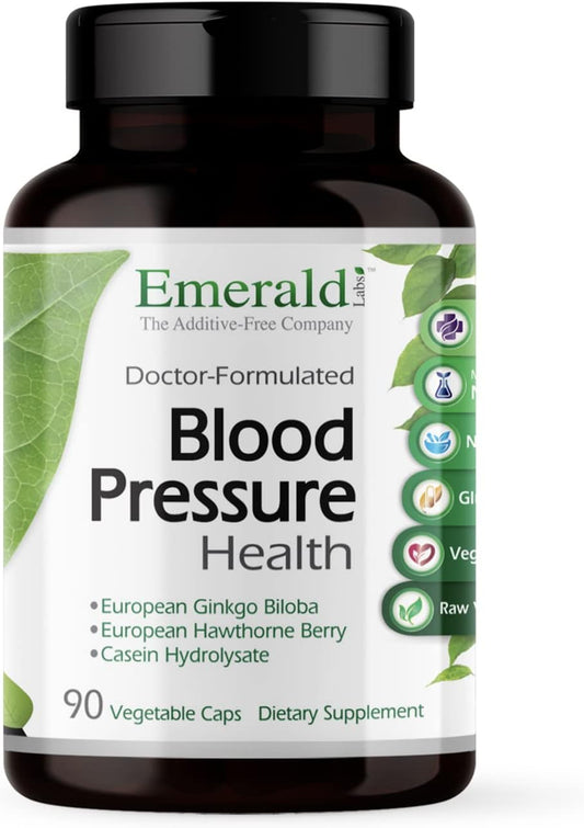 Natural Blood Pressure Support Supplement - Hawthorn Berry, Ginkgo Biloba, Magnesium - 90 Capsules