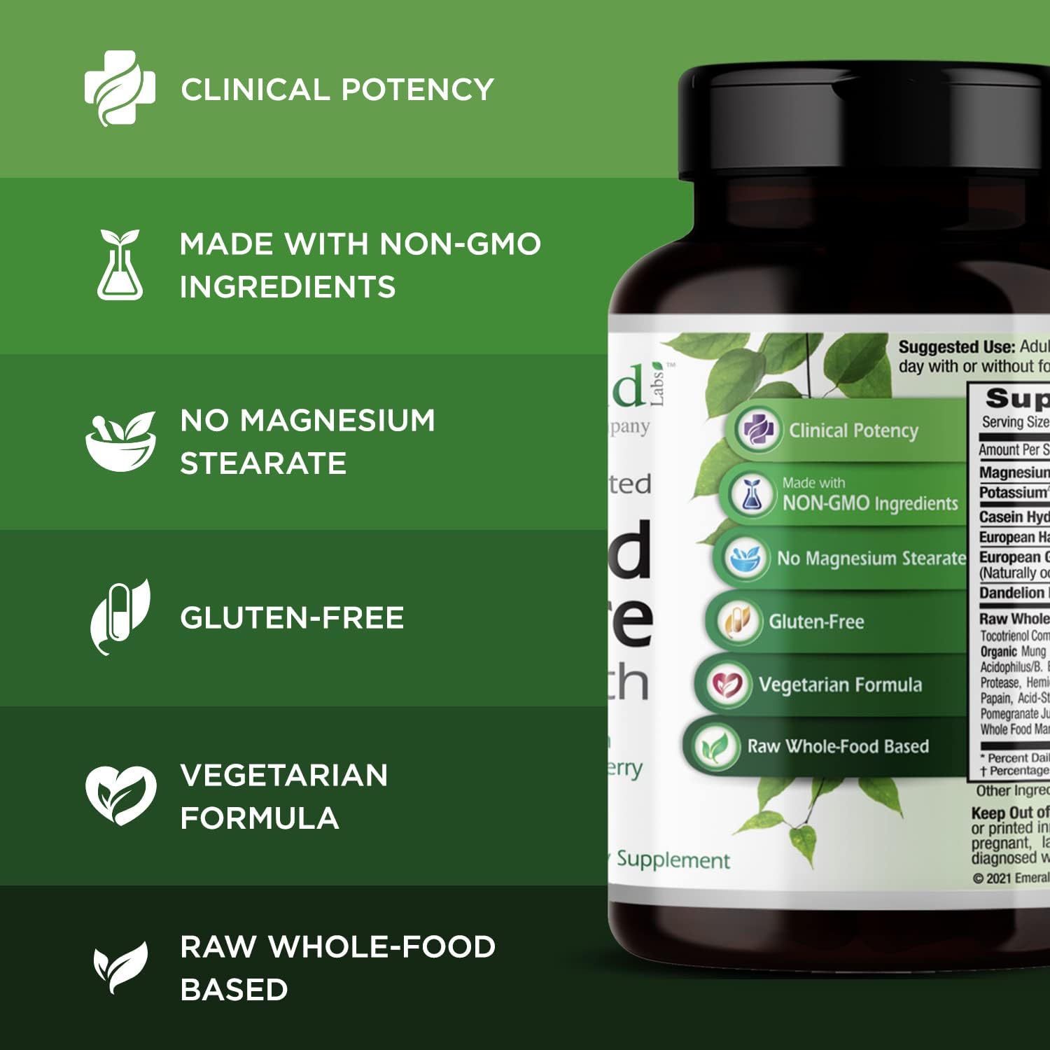 Natural Blood Pressure Support Supplement - Hawthorn Berry, Ginkgo Biloba, Magnesium - 90 Capsules