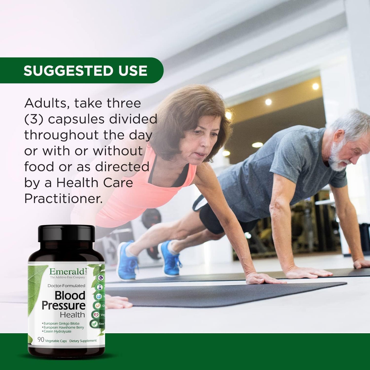 Natural Blood Pressure Support Supplement - Hawthorn Berry, Ginkgo Biloba, Magnesium - 90 Capsules