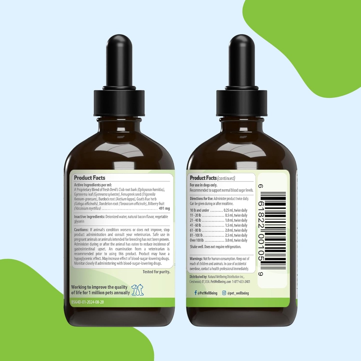 Natural Blood Sugar Support Supplement for Dogs & Cats - 4 oz Value Size - Promotes Healthy Blood Sugar Levels in Pets with Diabetes - Pet Wellbeing