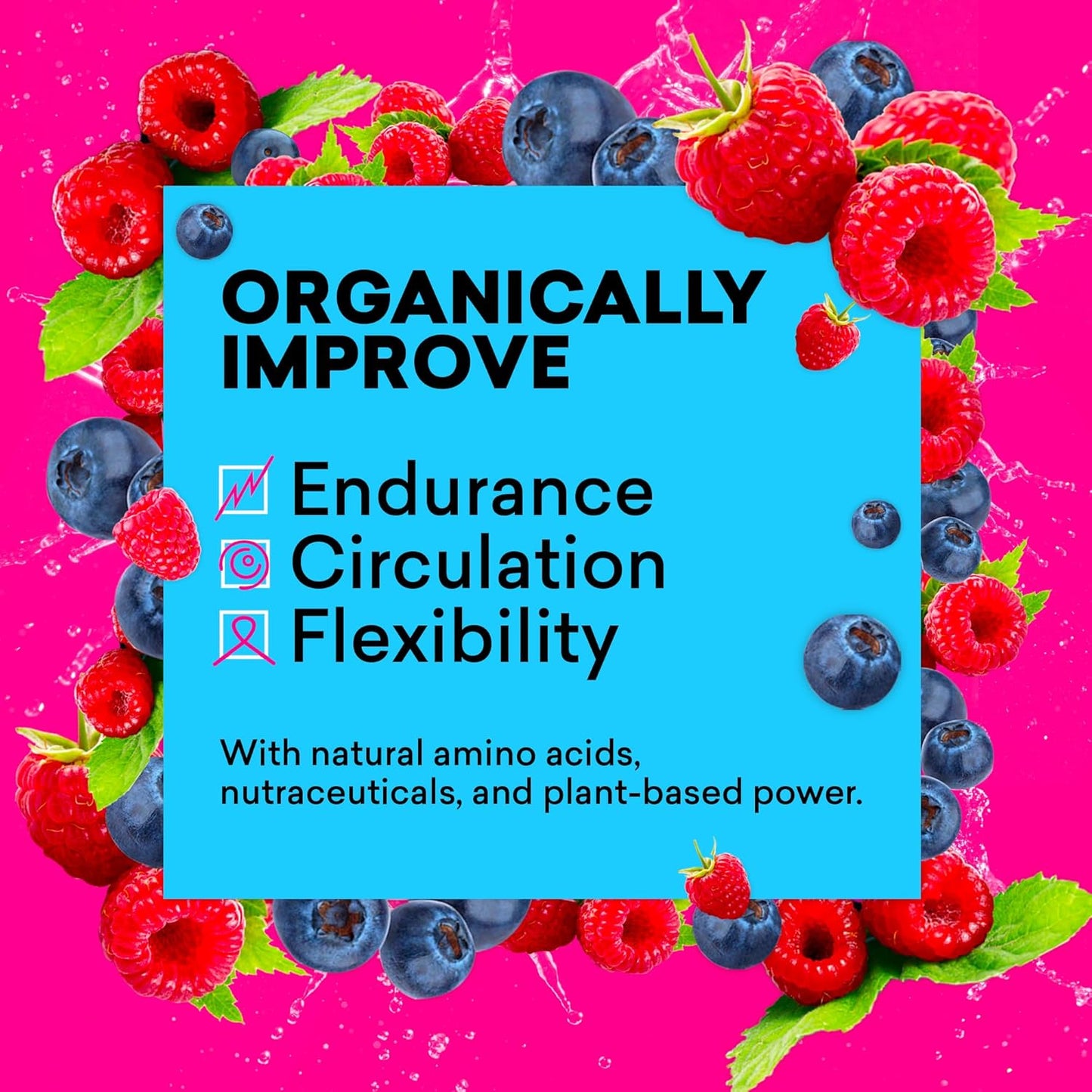 Natural Blue Raspberry Pre Workout Powder for Performance & Energy - 15 Packets - Boosts Joint Mobility & Focus - Non-GMO & Gluten-Free Formula for Men & Women