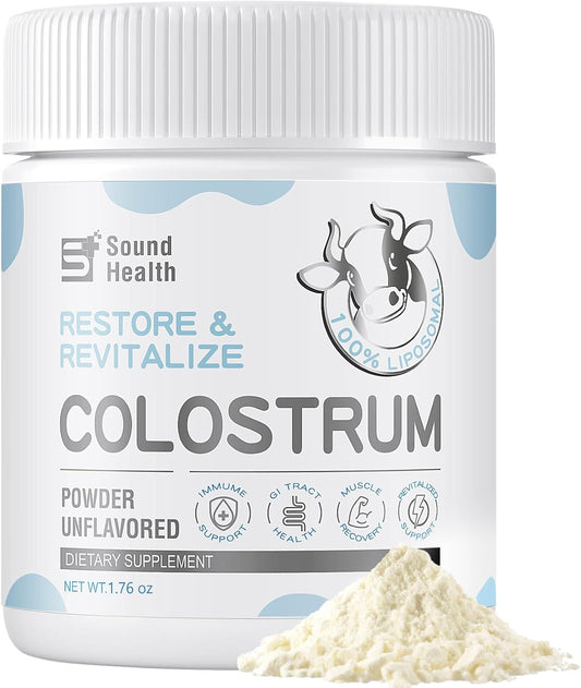 Natural Bovine Colostrum Powder Supplement for Gut Health, Hair Growth, Beauty - Unflavored (73 Servings) by SoundHealth