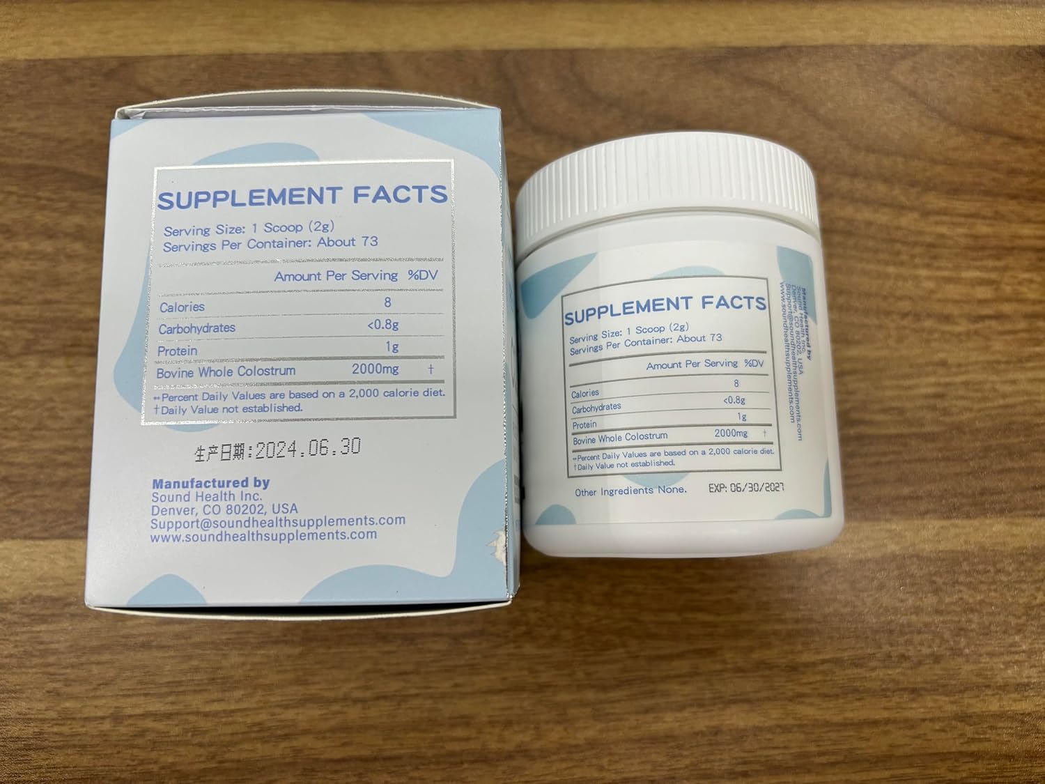 Natural Bovine Colostrum Powder Supplement for Gut Health, Hair Growth, Beauty - Unflavored (73 Servings) by SoundHealth