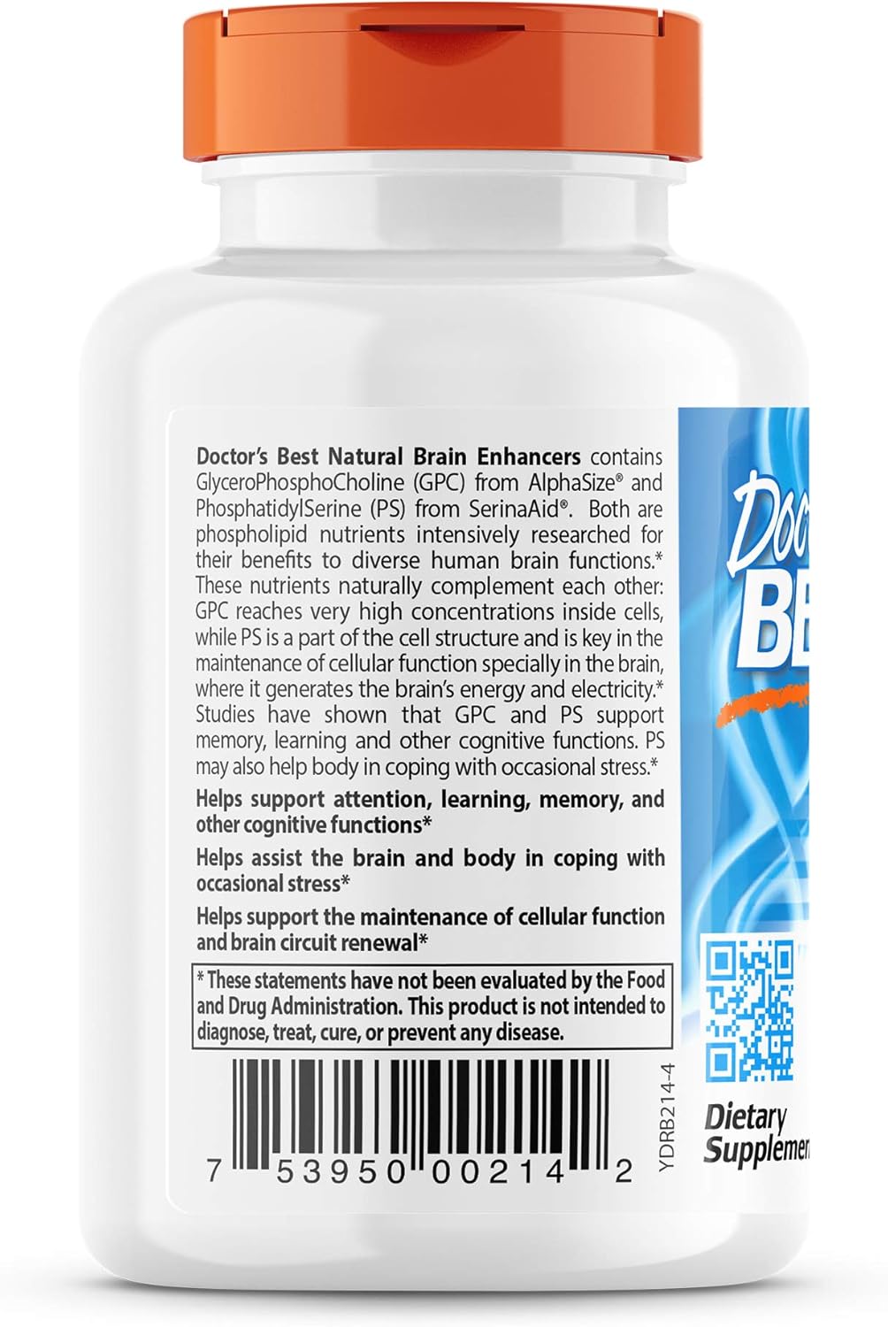 Natural Brain Enhancer Capsules for Memory & Focus - Non-GMO, Gluten-Free, Vegan - 60 Veg Capsules by Doctor's Best