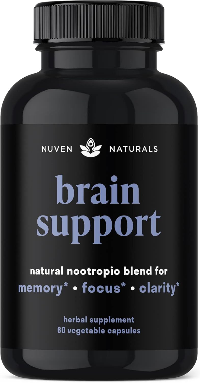 Natural Brain Support Supplement with Lion’s Mane, Ginkgo Biloba, Bacopa Monnieri, and Ashwagandha Root - Memory and Focus Booster - Nootropic Supplement for Brain Health - 60 Capsules