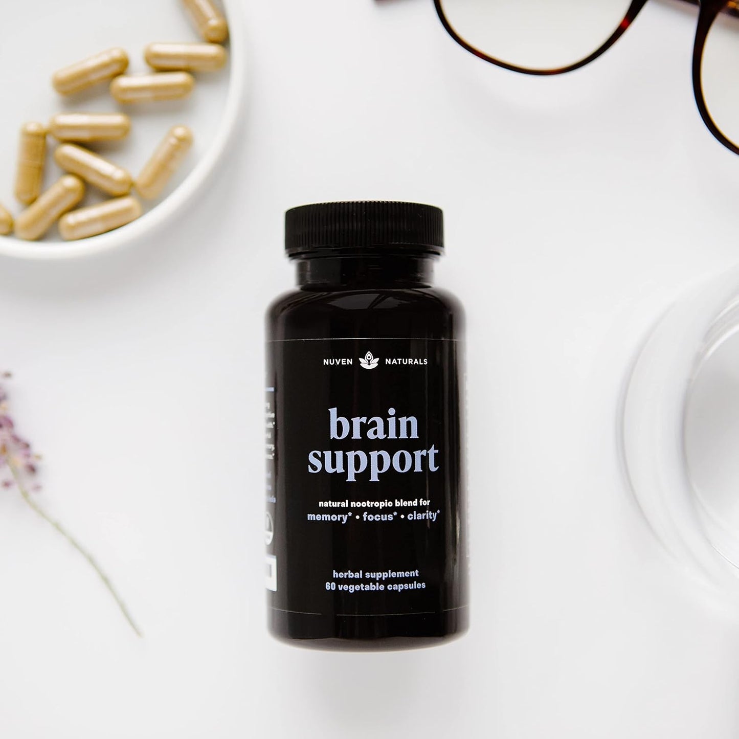 Natural Brain Support Supplement with Lion’s Mane, Ginkgo Biloba, Bacopa Monnieri, and Ashwagandha Root - Memory and Focus Booster - Nootropic Supplement for Brain Health - 60 Capsules