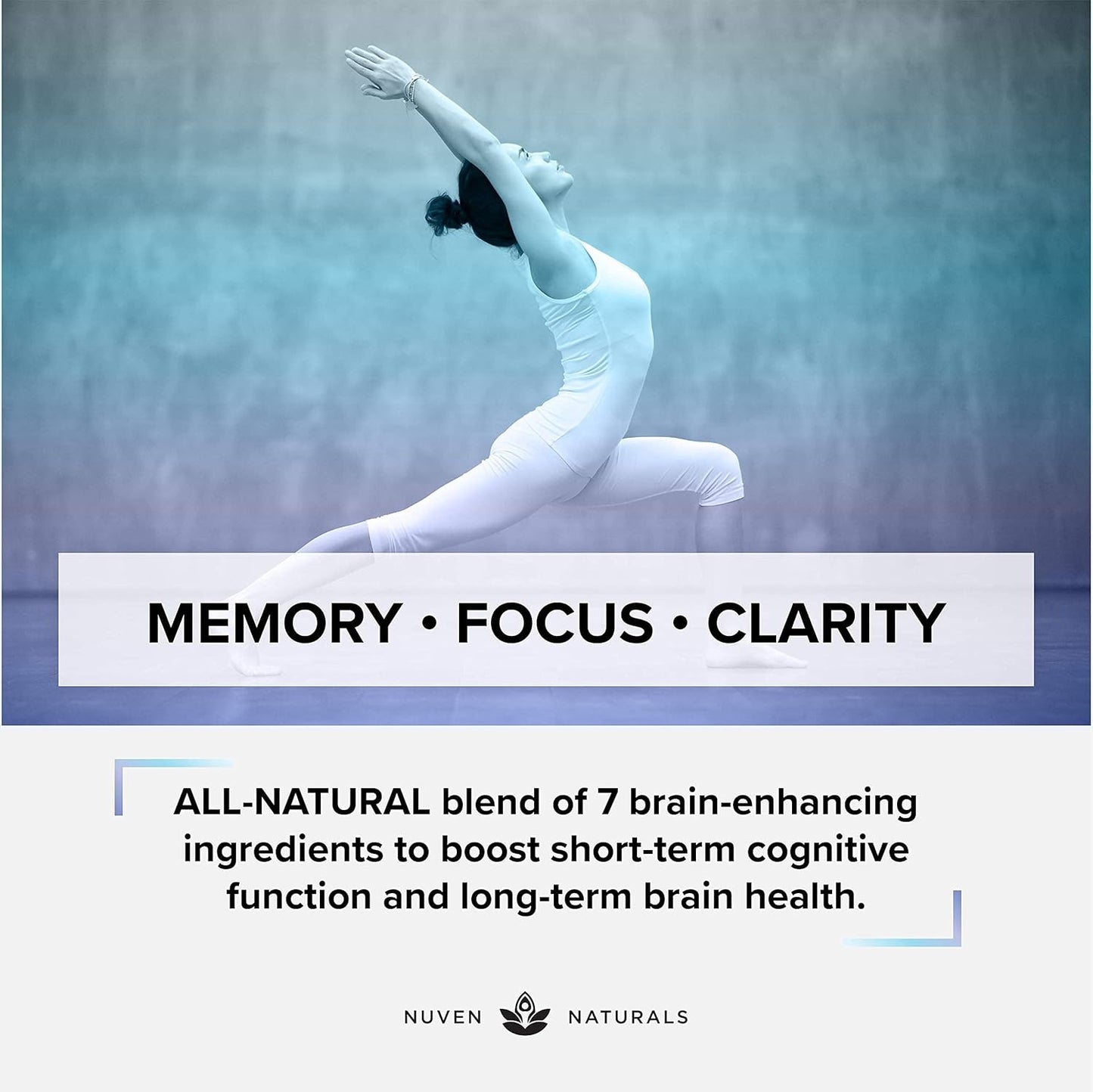 Natural Brain Support Supplement with Lion’s Mane, Ginkgo Biloba, Bacopa Monnieri, and Ashwagandha Root - Memory and Focus Booster - Nootropic Supplement for Brain Health - 60 Capsules