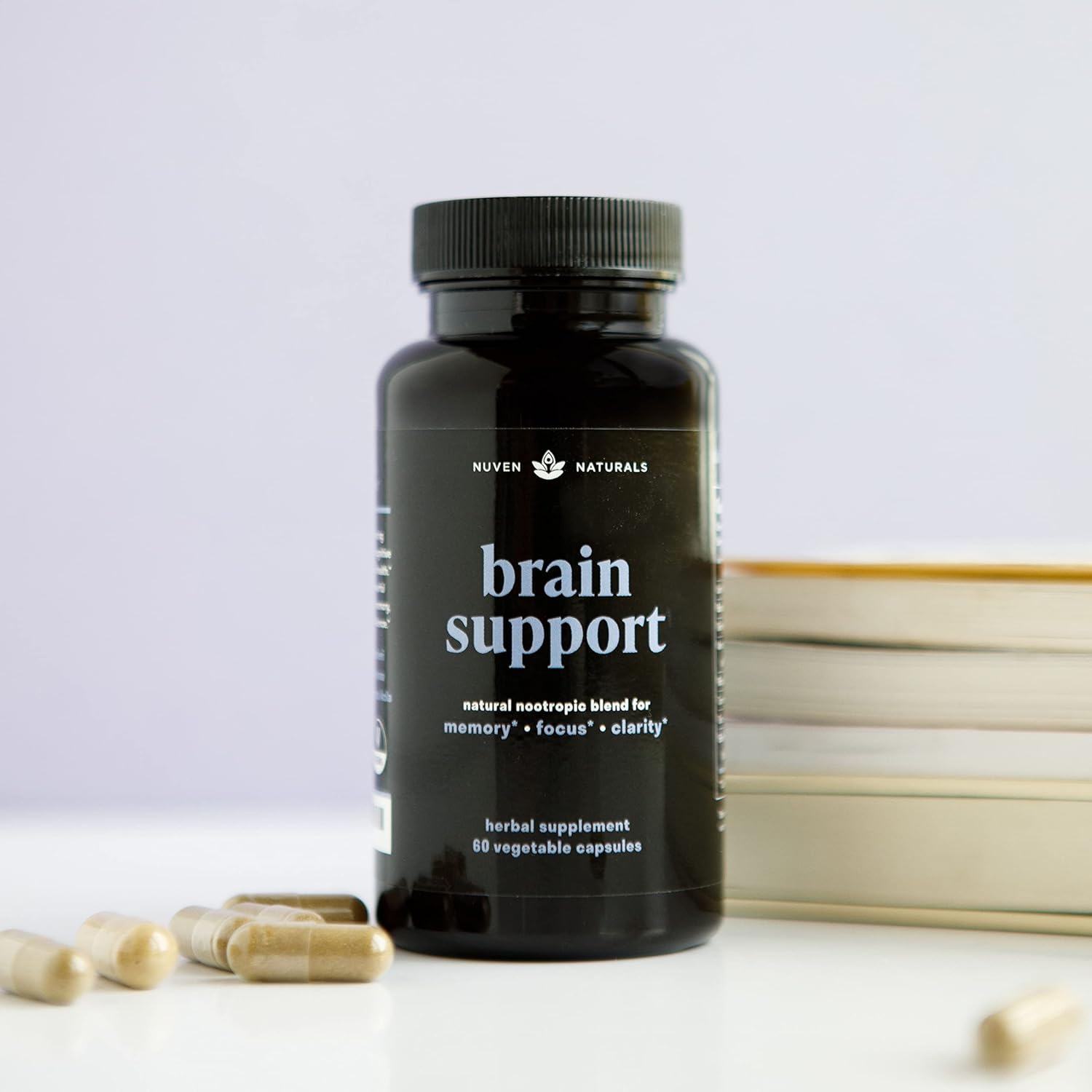 Natural Brain Support Supplement with Lion’s Mane, Ginkgo Biloba, Bacopa Monnieri, and Ashwagandha Root - Memory and Focus Booster - Nootropic Supplement for Brain Health - 60 Capsules