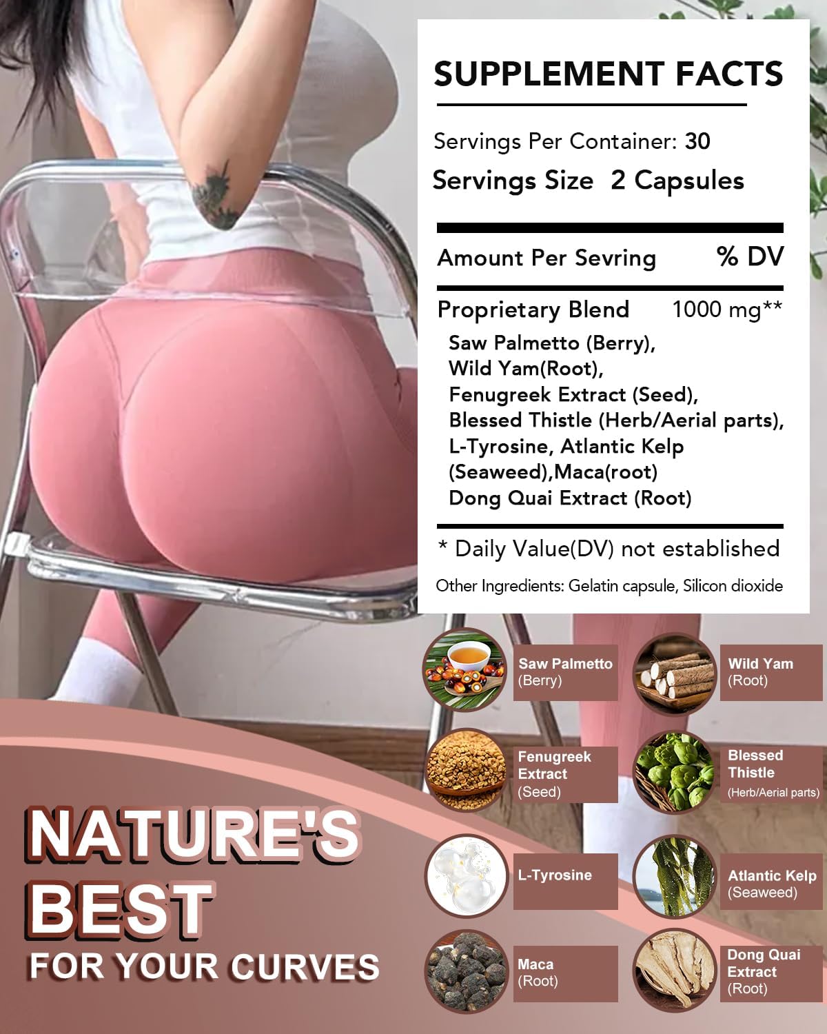 Natural Breast & Butt Enhancement Pills for Skin Tightening - 3 in 1 Capsules by NETYIYUN