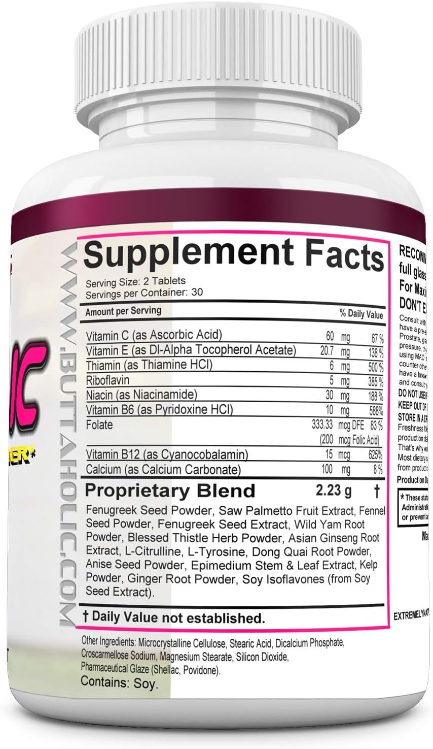 Natural Buttocks Enhancement Pills for Women | Butta Enhancement for Larger, Curvier Butts | Glute Enhancer Tablets | 60 Count