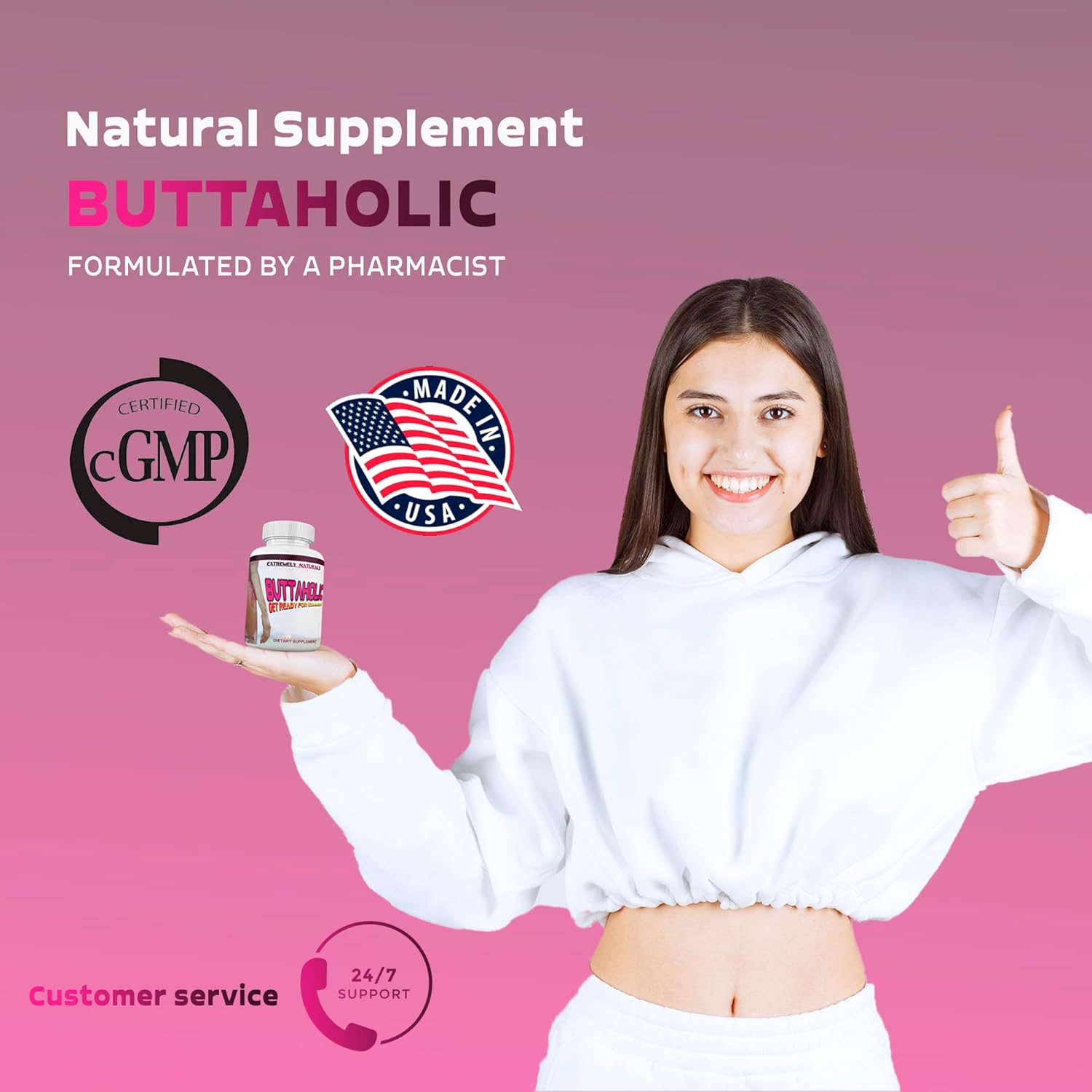 Natural Buttocks Enhancement Pills for Women | Butta Enhancement for Larger, Curvier Butts | Glute Enhancer Tablets | 60 Count