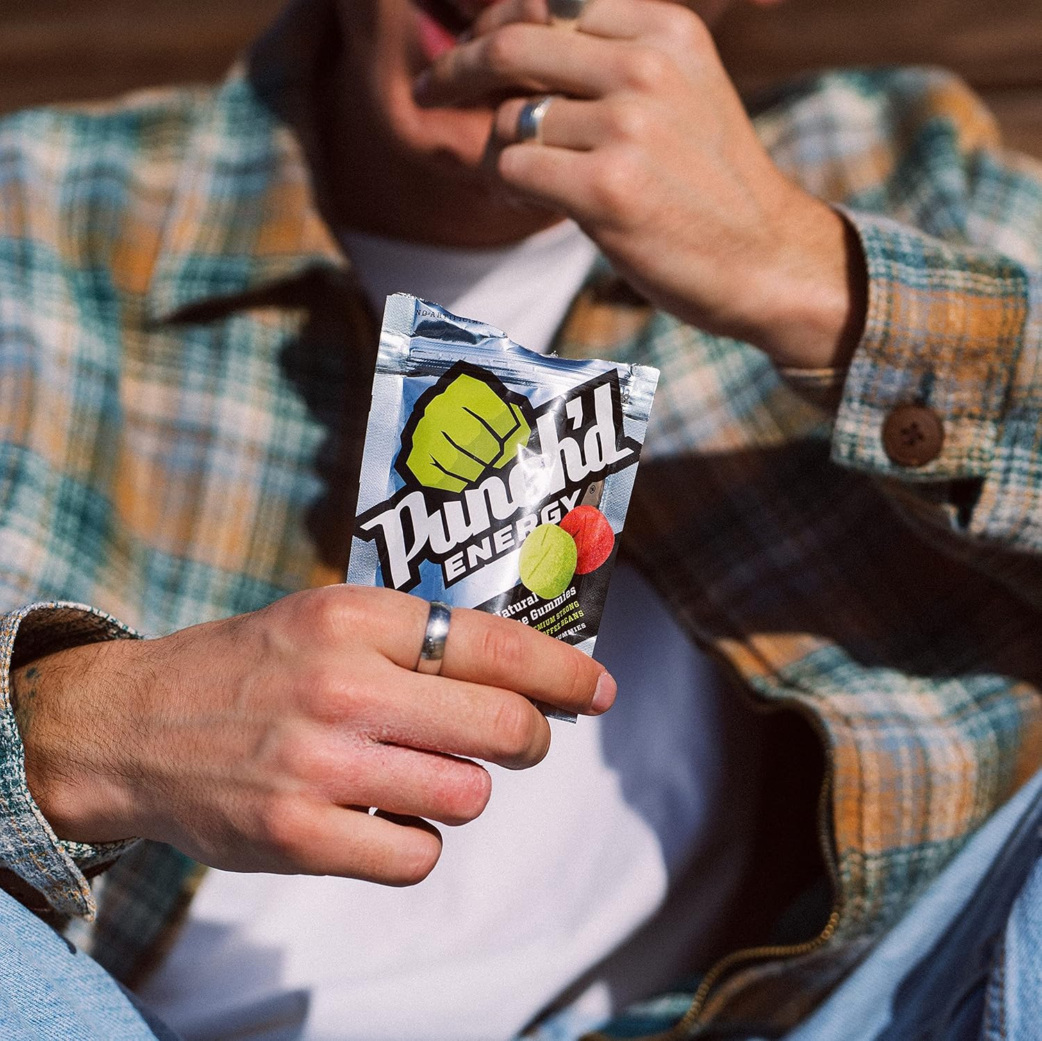 Natural Caffeine Gummies with Green Coffee, 100mg Caffeine per Pack, Clean Label, Low Calorie, Box of 10