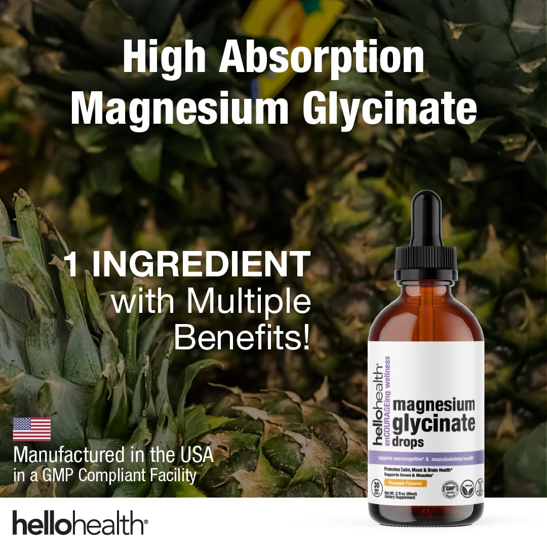 Natural Calm Magnesium Glycinate Liquid Supplement - 100mg Bisglycinate for Adults & Kids - Pineapple Flavored - Muscle & Joint Support - 30 Day Supply