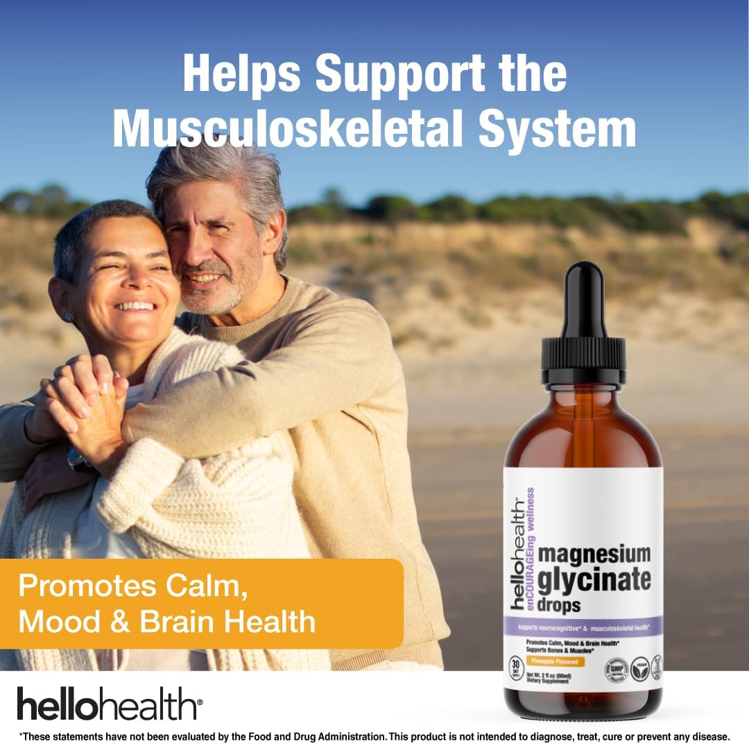 Natural Calm Magnesium Glycinate Liquid Supplement - 100mg Bisglycinate for Adults & Kids - Pineapple Flavored - Muscle & Joint Support - 30 Day Supply