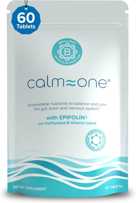 Natural CalmOne Chewable Tablets for Adults & Children - Support Gut, Brain & Nervous System Balance - Fast Relief for Anxiety, Overwhelm, Sleep & Relaxation - 60 Tablets