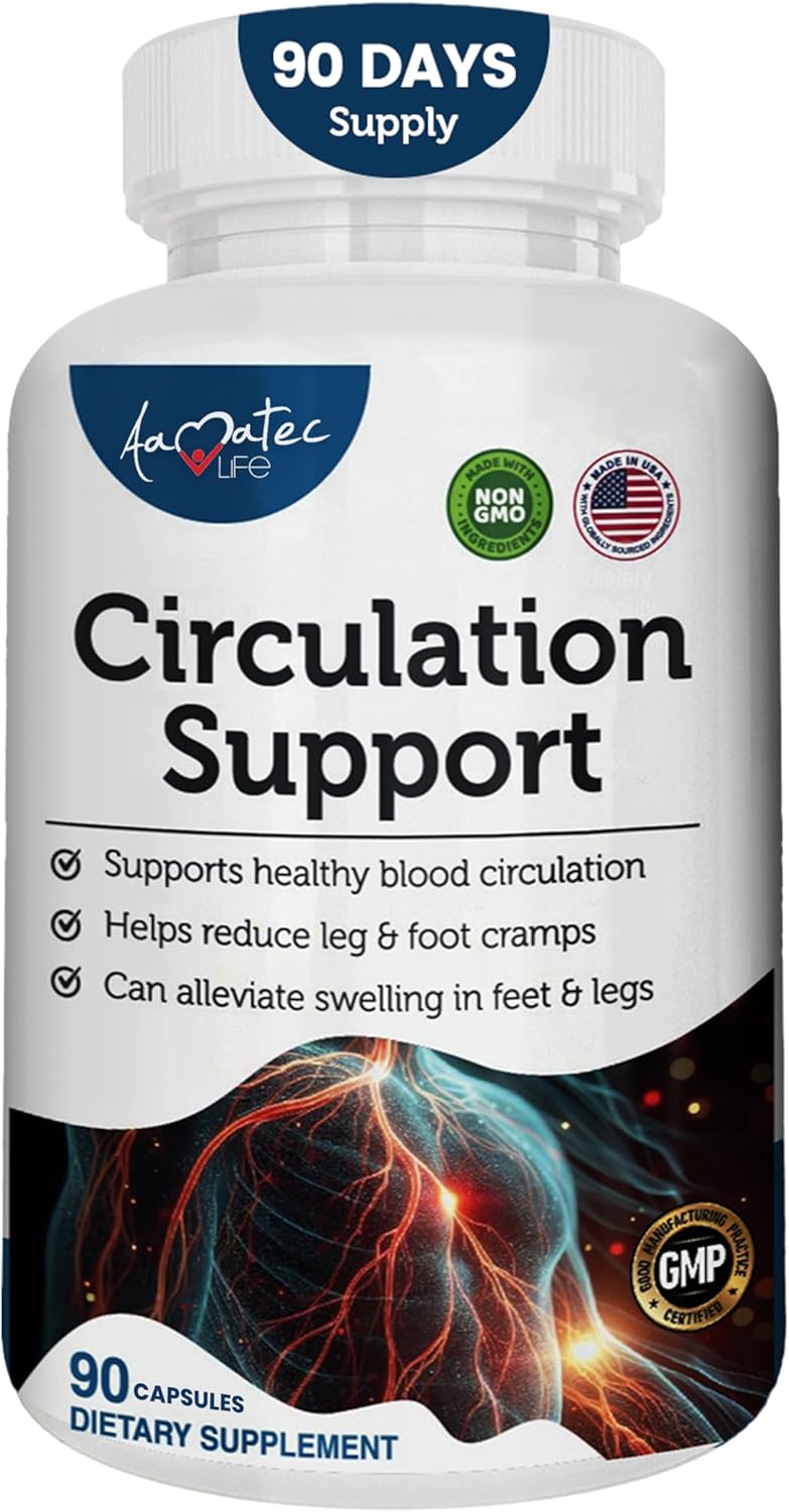 Natural Cardiovascular Support Supplement for Healthy Blood Circulation - Promotes Heart Health with L-Arginine and Ginger Root - 90 Capsules
