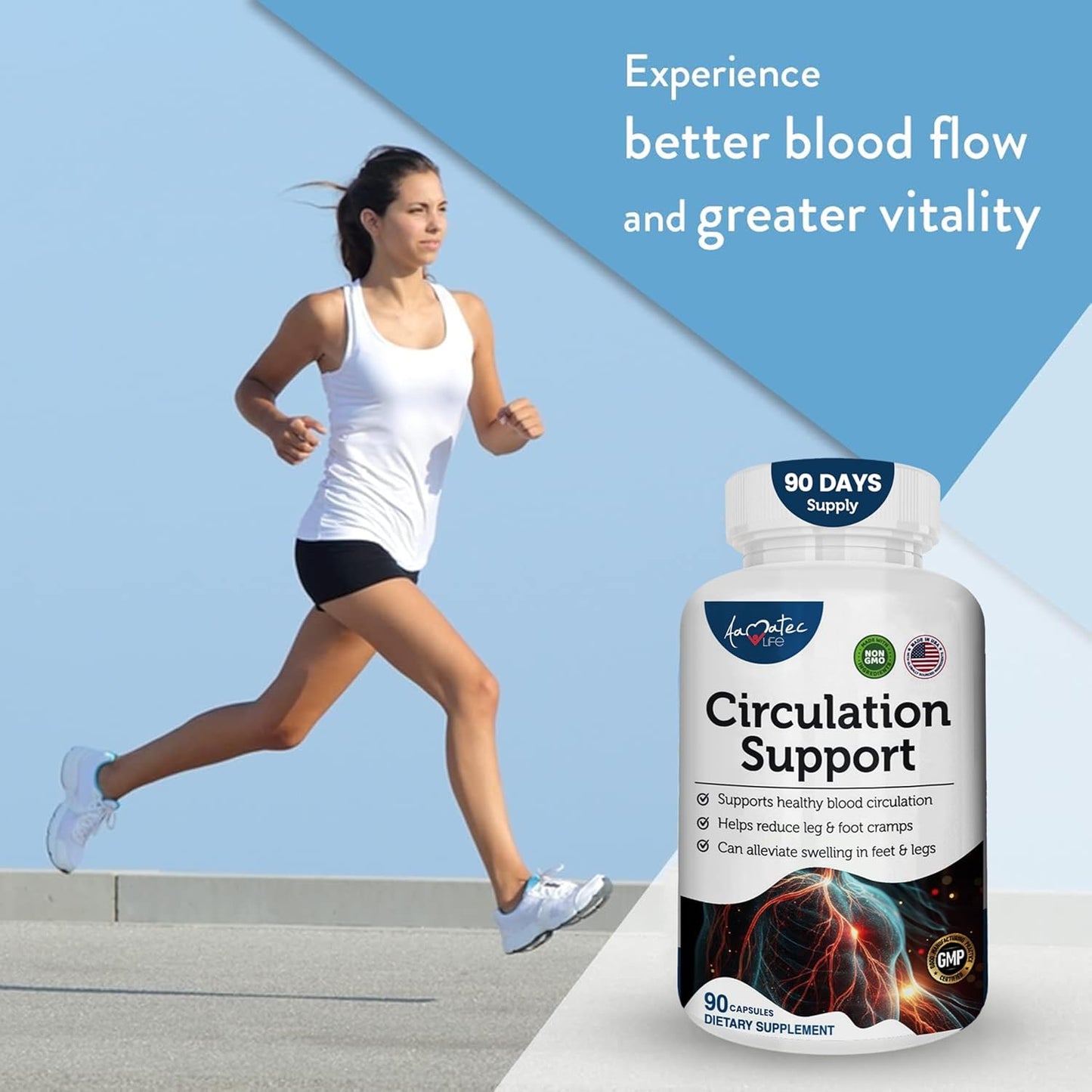 Natural Cardiovascular Support Supplement for Healthy Blood Circulation - Promotes Heart Health with L-Arginine and Ginger Root - 90 Capsules
